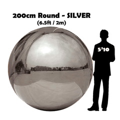 6.5FT / 2M Round - Inflatable Shiny Mirror Sphere - SILVER