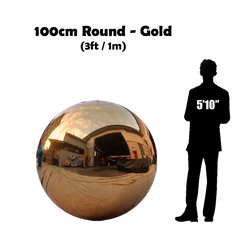 3FT / 1M Round - Inflatable Shiny Mirror Sphere - GOLD