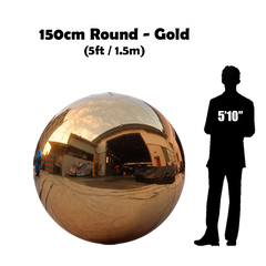 5FT / 1.5M Round - Inflatable Shiny Mirror Sphere - Gold