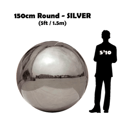 5FT / 1.5M Round - Inflatable Shiny Mirror Sphere - SILVER