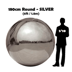 6FT / 1.8M Round - Inflatable Shiny Mirror Sphere - SILVER