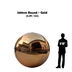 6.5FT / 2M Round - Inflatable Shiny Mirror Sphere - Gold