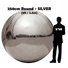 8FT / 2.5M Round - Inflatable Shiny Mirror Sphere - SILVER