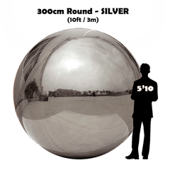 10FT / 3M Round - Inflatable Shiny Mirror Sphere - SILVER