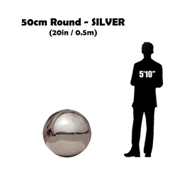 20IN / .5M Round - Inflatable Shiny Mirror Sphere - SILVER