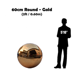 24IN / 60CM Round - Inflatable Shiny Mirror Sphere - GOLD