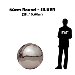 24IN / 60CM Round - Inflatable Shiny Mirror Sphere - SILVER