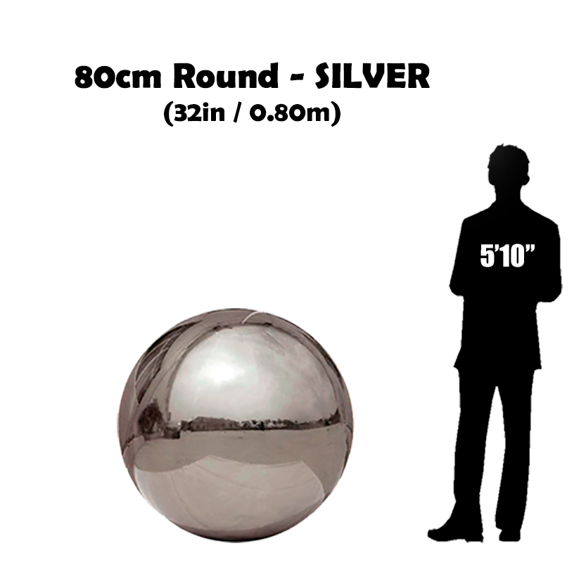 Rent 80 centimeters silver round balls