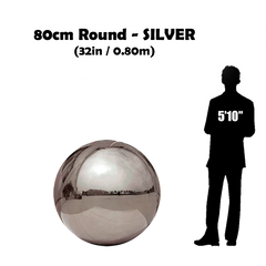 32IN / 80CM Round - Inflatable Shiny Mirror Sphere - SILVER